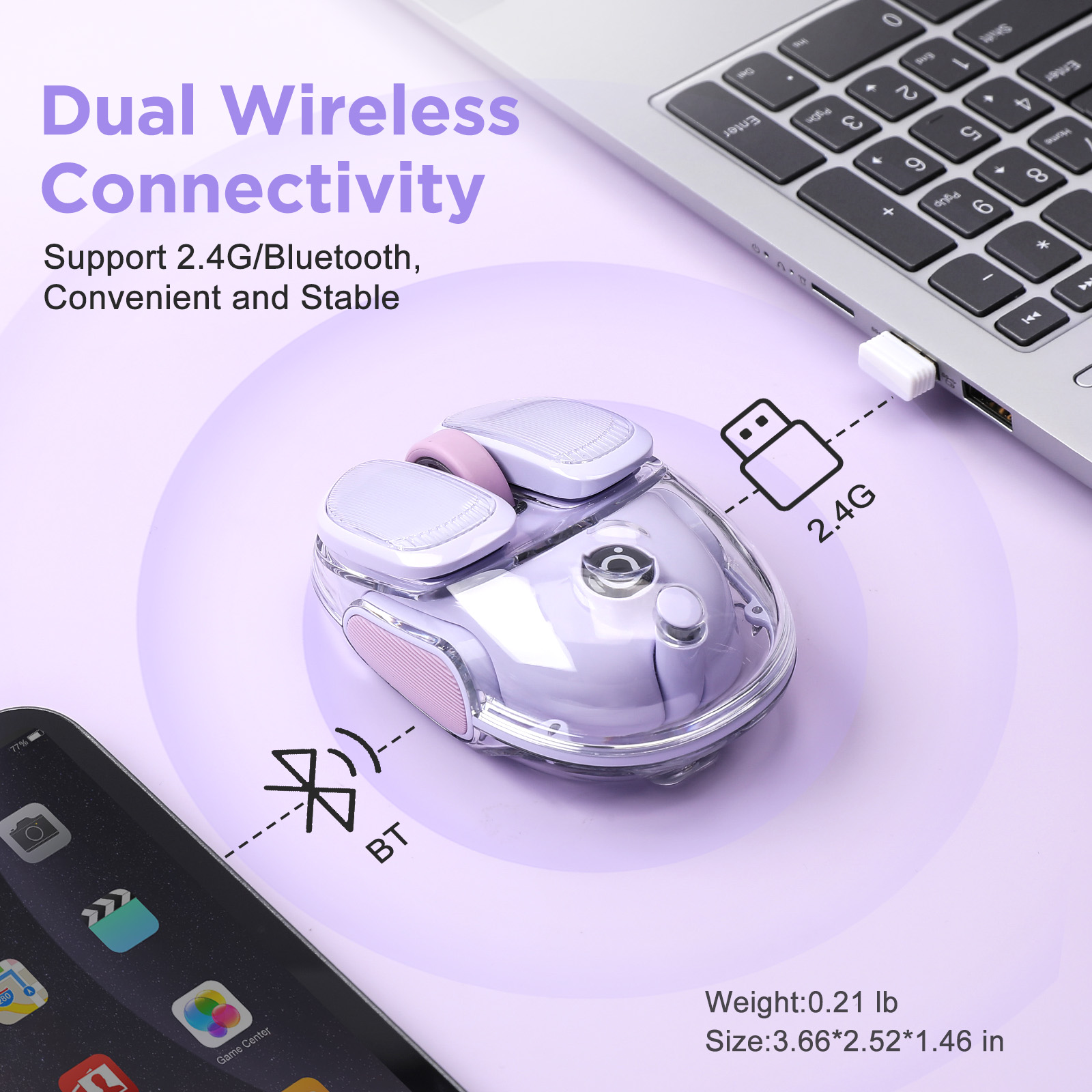 Mouse RGB wireless viola EWEAD - Tradescantia Purple recensione e prezzo